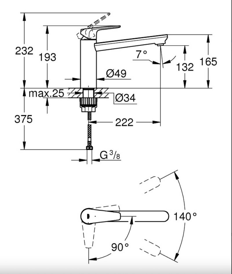 Grohe Mitigeur monocommande évier, chrome (MitigeurC1)