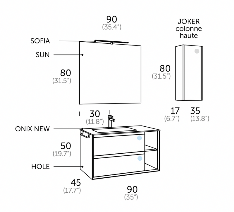 Ensemble Meuble Salle de Bain - ùnico - hole.90 - {{L'entrepôt du bricoleur }}