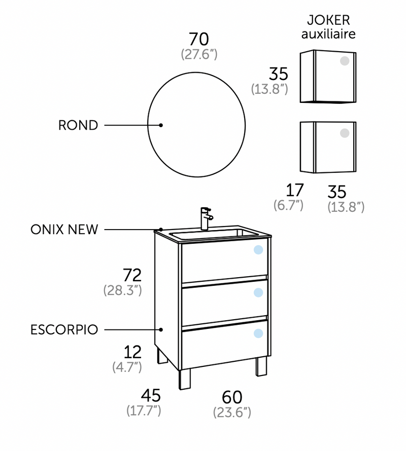Ensemble Meuble Salle de Bain - ùnico - escorpio.60 - {{L'entrepôt du bricoleur }}