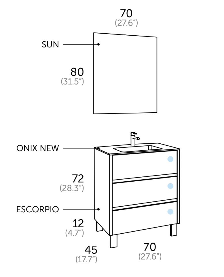 Ensemble Meuble Salle de Bain - ùnico - escorpio.70 - {{L'entrepôt du bricoleur }}
