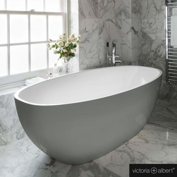 Baignoire ovale en îlot blanc brillant intérieur blanc brillant | Victoria + Albert | Salle de bain - {{L'entrepôt du bricoleur }}