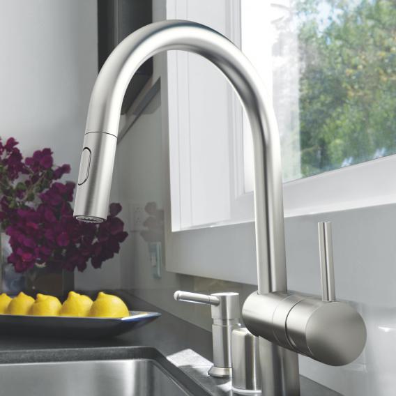 Robinetterie de cuisine avec bec extractible | Grohe | cuisine - {{L'entrepôt du bricoleur }}